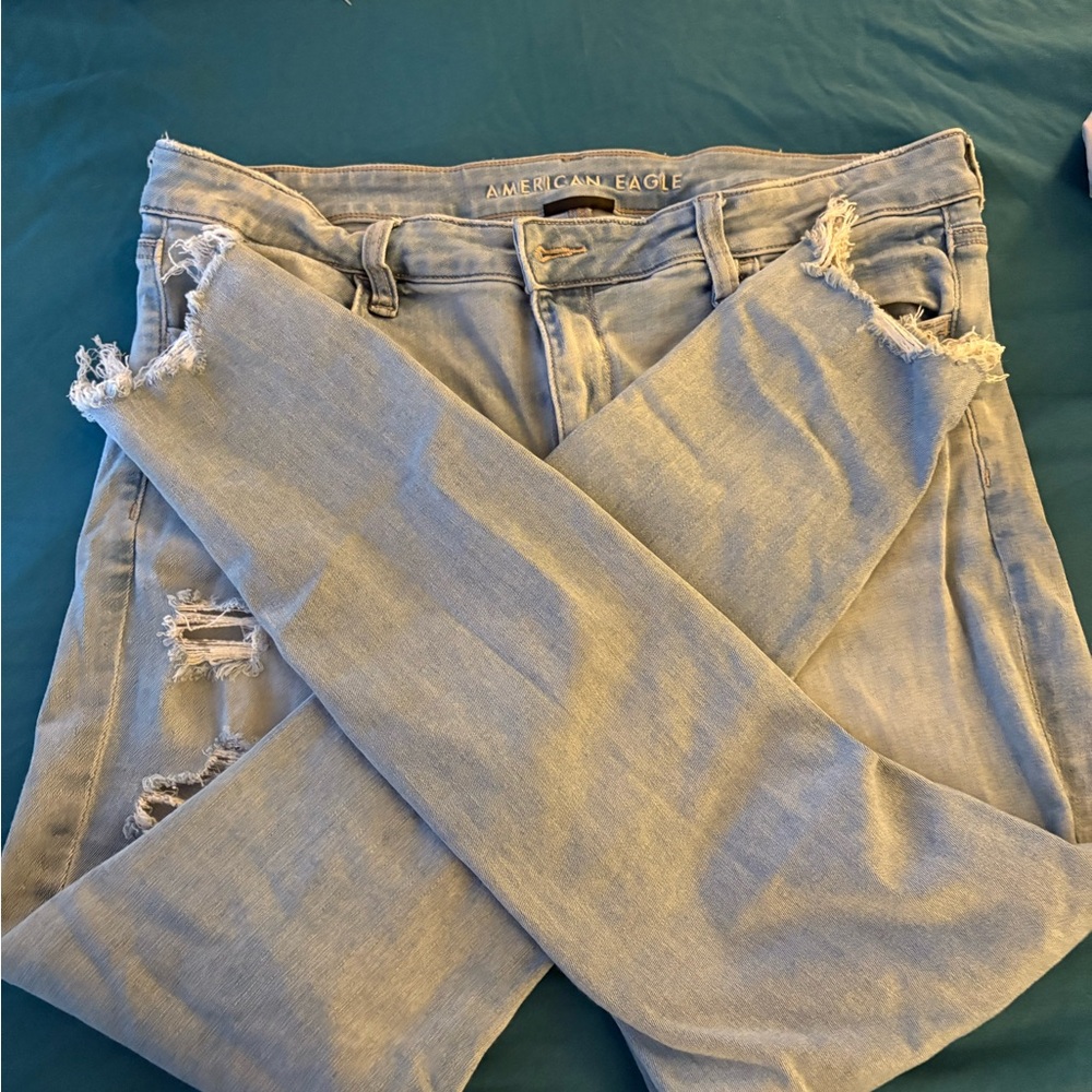 American Eagle Blue Skinny Jeans with Distressed Details - Picture 2 of 5